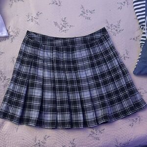 Black and White Plaid Mini Skirt